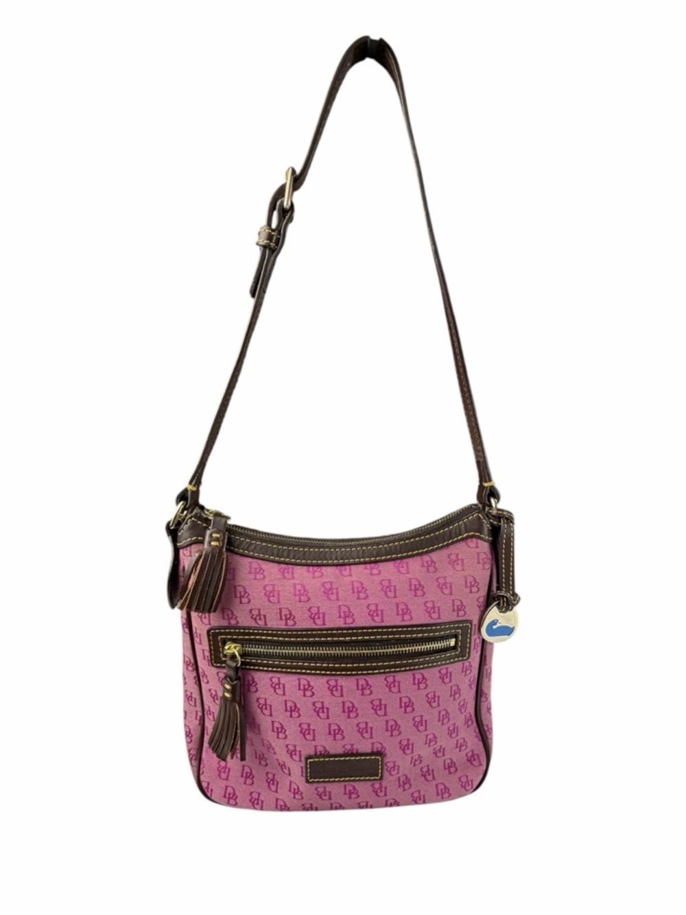 Dooney And Bourke Monogrammed Logo Gretta Collection Fuchsia Shoulder Bag